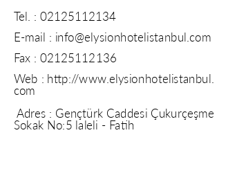 Elysion Hotel iletiim bilgileri